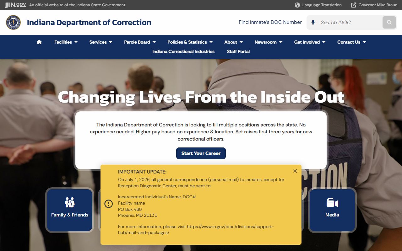 Fulton County court charges Indiana Department of Correction homepage