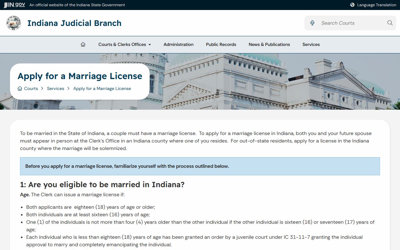 Fulton County marriage records Indiana marriage license application page