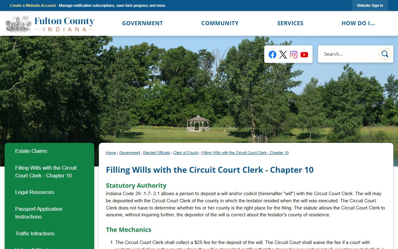 Fulton County probate records will deposit instructions