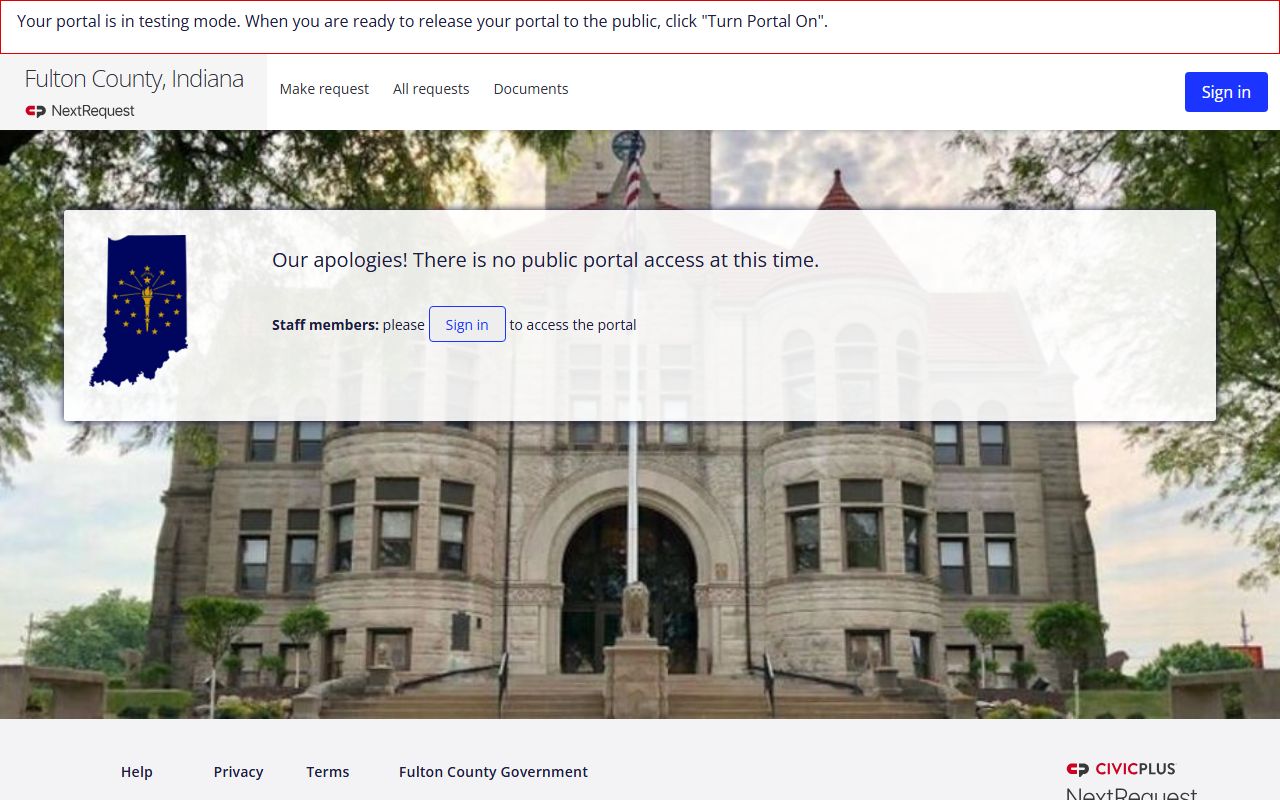Fulton County warrant records NextRequest public access unavailable page
